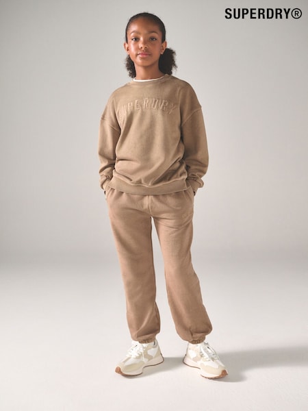 Superdry Tan Brown Sweatshirt & Joggers Set (F41292) | £42 - £44