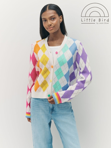 Little Bird by Jools Oliver Multi Adult Rainbow Knitted Argyle Cardigan (F41342) | £38