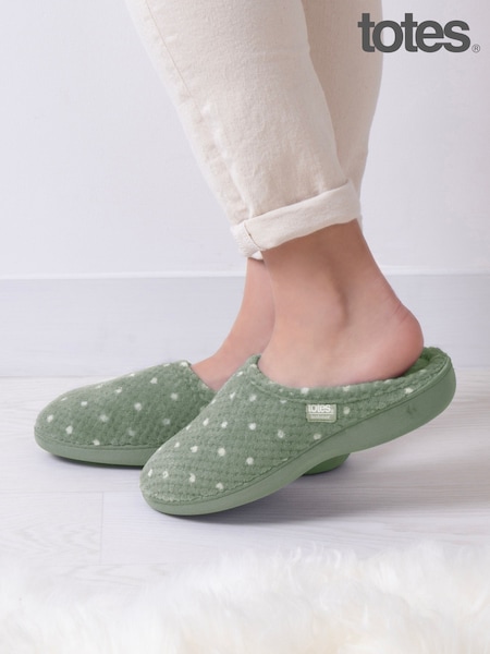 Totes Green Isotoner Ladies Popcorn Mule Slippers (F41353) | £22