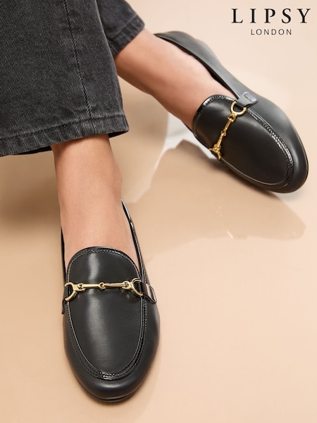 Lipsy Black Standard Fit Snaffle Faux Leather Loafers (F41389) | £36
