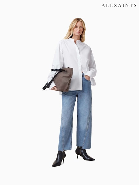 AllSaints White Ana 100% Organic Cotton Shirt (F41464) | £99