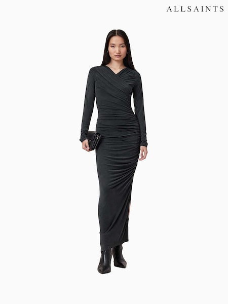 AllSaints Black Hanako Cupro Dress (F41478) | £219
