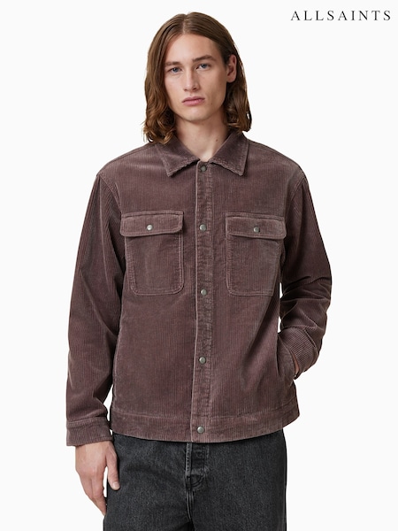 AllSaints Brown Castleford 100% Organic Cotton Shirt (F41482) | £169