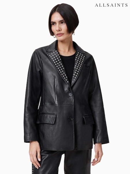 AllSaints Black Corinna Stud Blazer (F41495) | £439