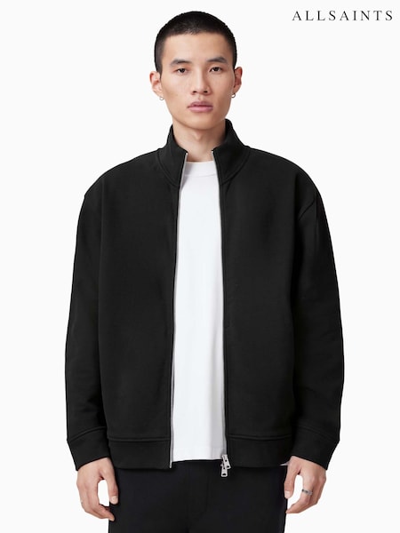 AllSaints Black Carson Track 100% Organic Cotton Jacket (F41498) | £149