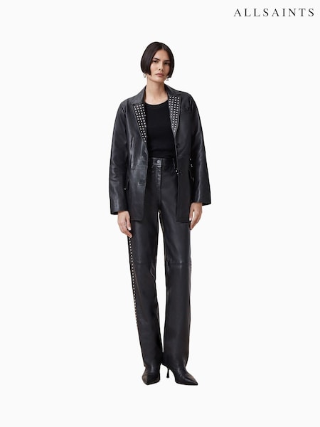AllSaints Black Saige Stud Trousers (F41512) | £399