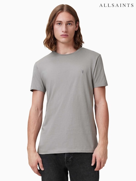 AllSaints Grey Tonic Short Sleeve Crew 100% Organic Cotton T-Shirt (F41523) | £35