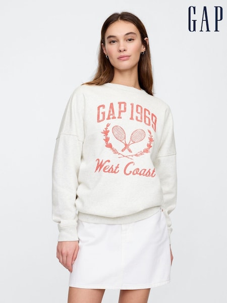 Gap White Oversized Vintage Logo Crew Neck Sweatshirt (F41632) | £28