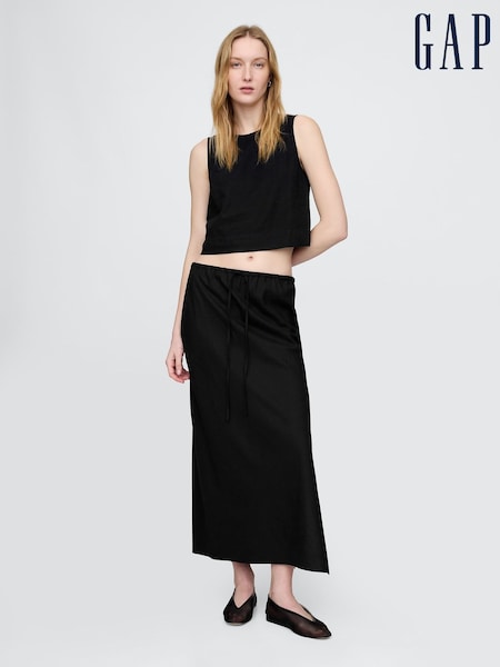 Gap Black Heavyweight Linen-Blend Midi Skirt (F41698) | £55