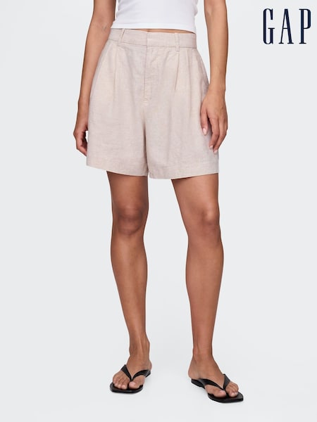 Gap Beige Heavyweight High Waisted Linen-Blend Shorts (F41705) | £40