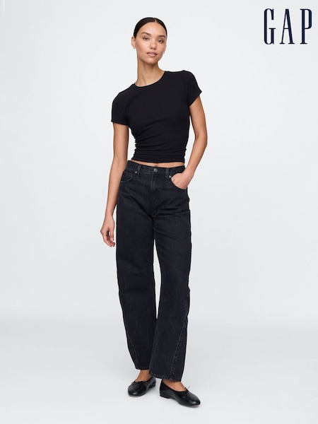 Gap Black Modern Rib Cropped T-Shirt (F41714) | £16