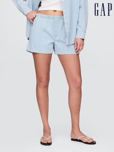 Gap Blue Stripe UltraSoft Mid Rise Easy Denim Shorts (F41718) | £35