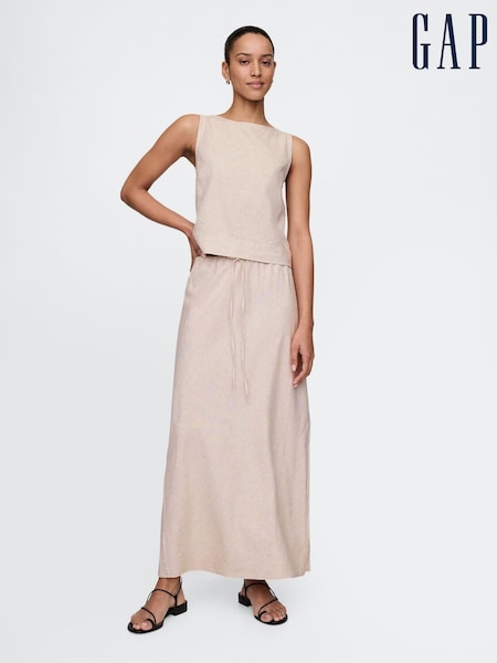 Gap Beige Heavyweight Linen-Blend Midi Skirt (F41737) | £55