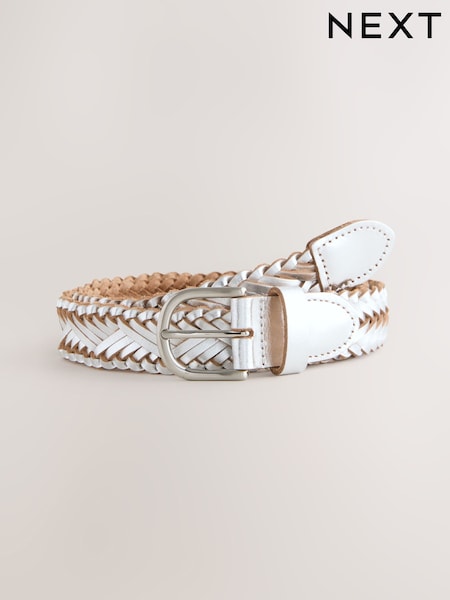 Silver Hand Plaited Leather Belt (F41771) | £24
