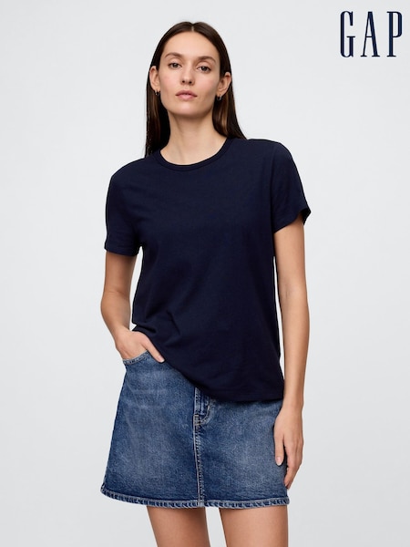 Gap Navy Blue Crew Neck Favourite Cotton Short Sleeve T-Shirt (F41821) | £12