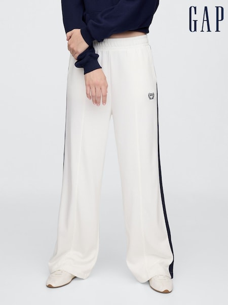Gap White Logo Vintage Fleece-Lined Wide Leg Joggers (F41825) | £24