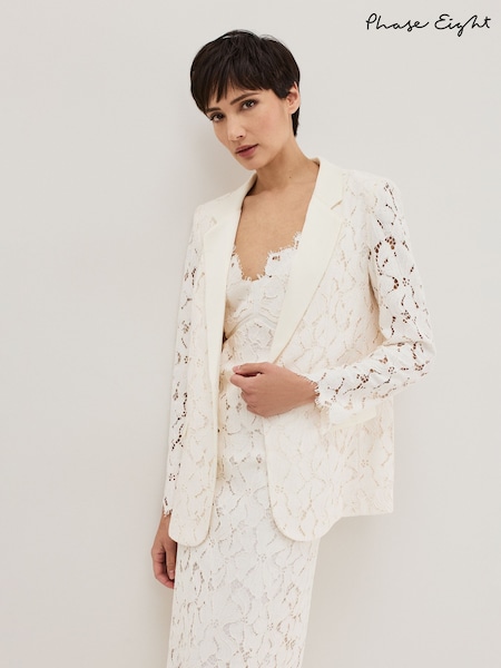 Phase Eight White Gracie Lace Jacket (F41884) | £199