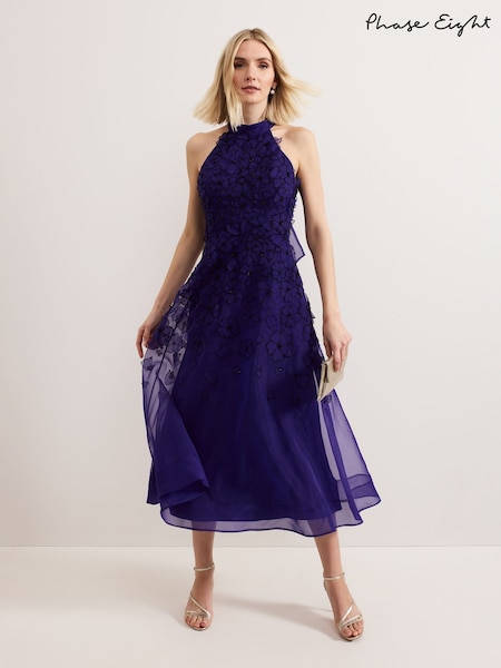 Phase Eight Purple Georgie Beaded Dress (F41897) | £349