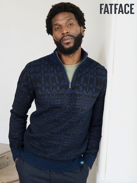 FatFace Navy Blanket Half Neck Knitted Jumper (F42000) | £69