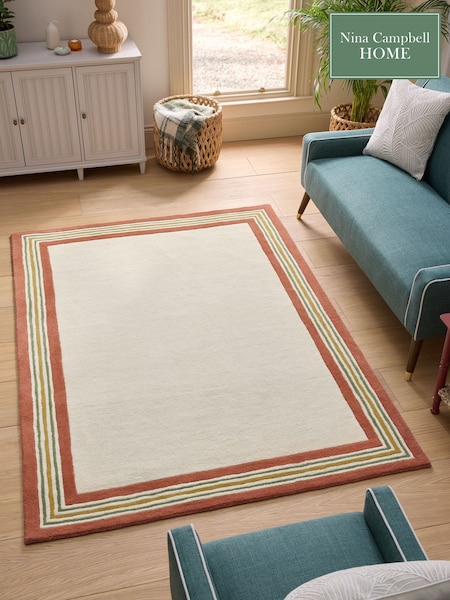 Nina Campbell Natural Park Walk Border Wool Tufted Rug (F42203) | £90 - £360