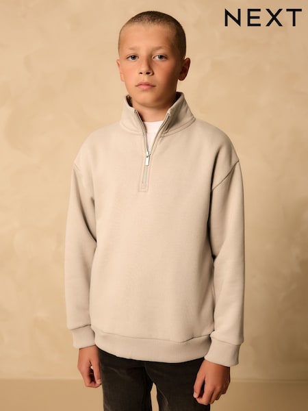 Mink Brown Zip Neck Sweatshirt (3-16yrs) (F42233) | £14 - £19