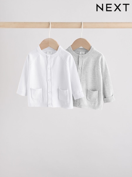 Grey/White Grey and White Knitted Baby Cardigans (F42253) | £14 - £16