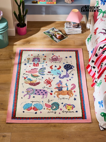 Eleanor Bowmer Multi Astrology Embroidered Flatweave Rug (F42359) | £25 - £100