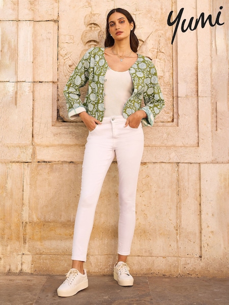 Yumi Green Animal Reversible Quilted 100% Cotton Jacket (F42390) | £60