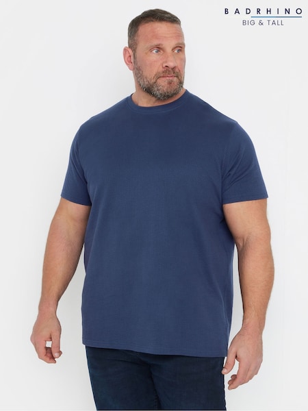BadRhino Big & Tall Blue Seersucker Textured 100% Cotton T-Shirt (F42493) | £24