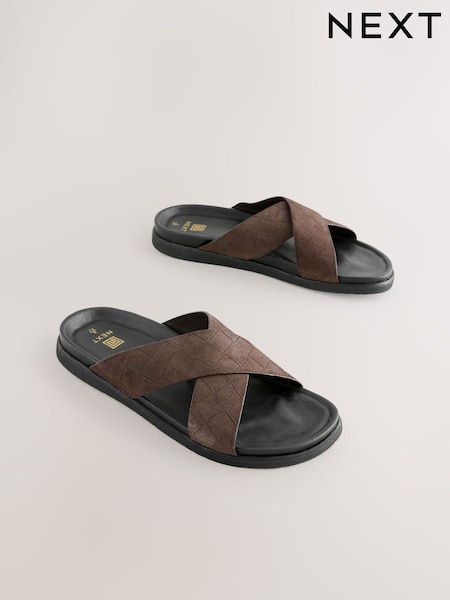 Dark Brown Leather Slip-On Sandals (F42499) | £38