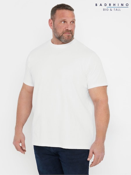 BadRhino Big & Tall White Seersucker Textured 100% Cotton T-Shirt (F42511) | £24