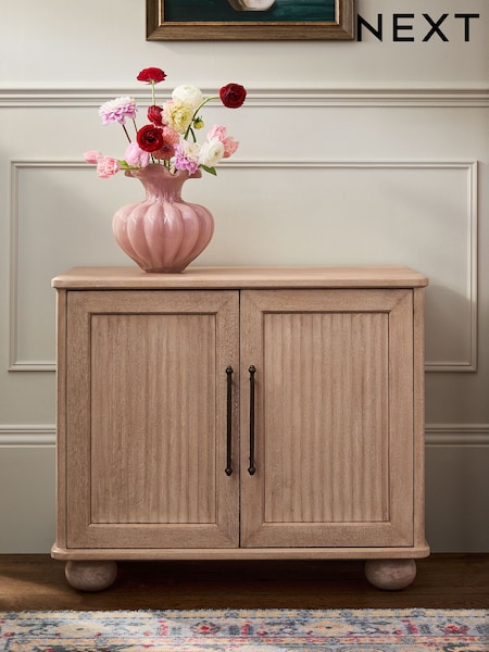 Mid Natural Bourton Solid Mango Wood Fluted Small Sideboard (F42541) | £575
