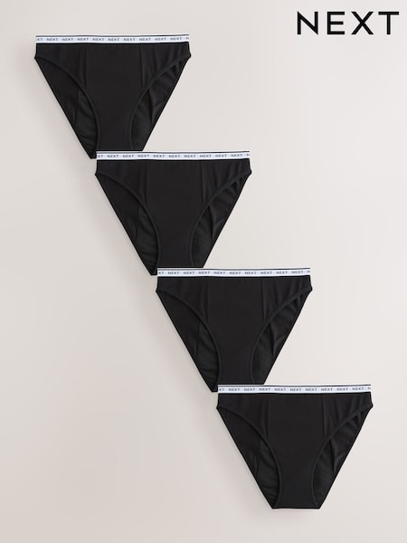 Black High Leg Heavy Flow Full Briefs Period Knickers 4 Pack (F42583) | £31