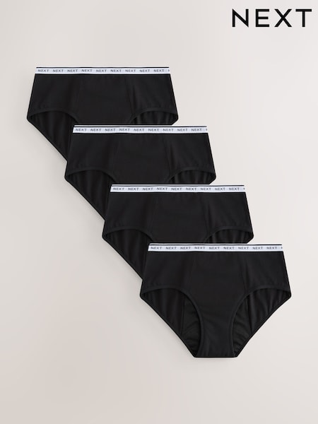 Black Short Heavy Flow Full Briefs Period Knickers 4 Pack (F42587) | £31