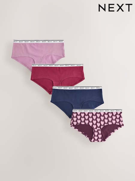 Navy Argyle Short Cotton Logo Knickers 4 Pack (F42625) | £17