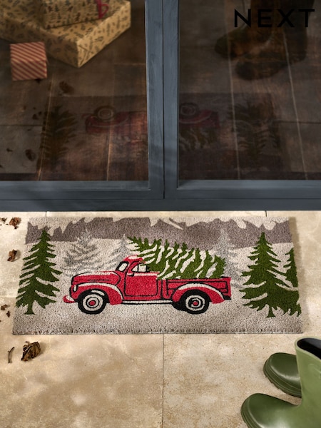 Grey Christmas Car Scene Coir Doormat (F42643) | £14 - £24