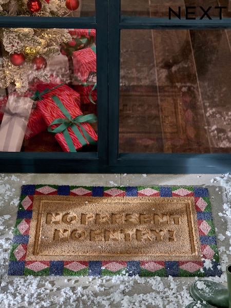 Purple Christmas No Present Slogan Coir Doormat (F42644) | £16 - £26
