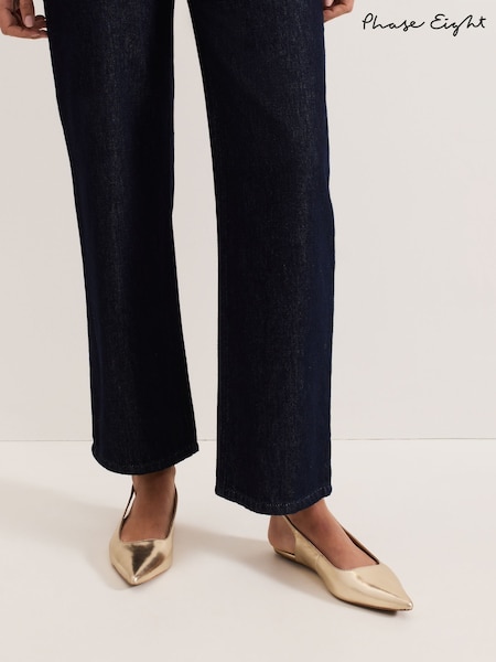 Phase Eight Gold Flat Shoes (F42651) | £89