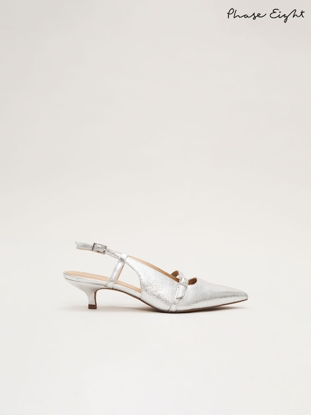Phase Eight Silver Kitten Heels (F42660) | £99