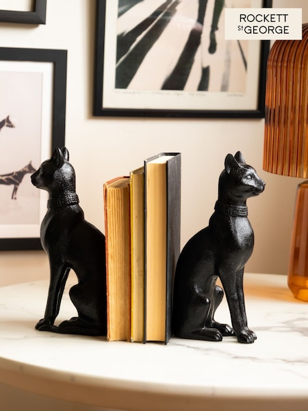 Rockett St George Black Sitting Cat Bookends (F42685) | £40