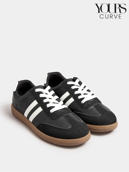 Yours Curve Black Extra Wide Fit Extra-Wide Fit Retro Stripe Trainers (F42720) | £34