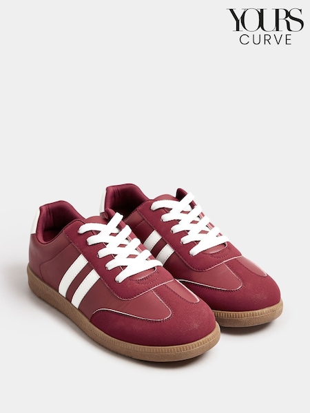 Yours Curve Red Extra Wide Fit Extra-Wide Fit Retro Stripe Trainers (F42731) | £34