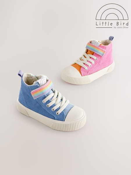 Little Bird by Jools Oliver Multi Pastel Curduroy Hi-Top Trainers (F42860) | £28 - £40