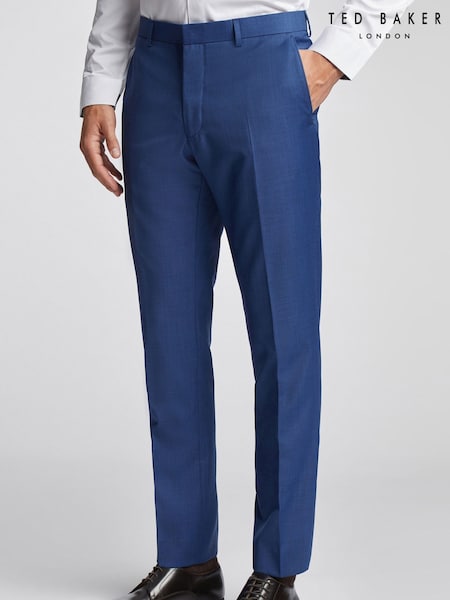 Ted Baker Cobalt Blue Forbe Sharkskin Slim Trousers (F42863) | £140