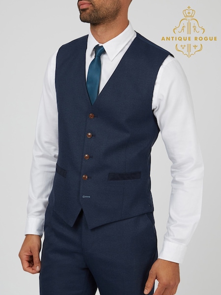 Antique Rogue Blue Blake Texture Waistcoat (F42868) | £74