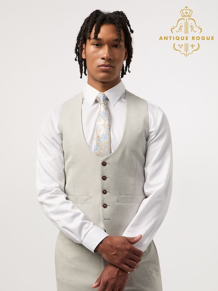 Antique Rogue Grey Blake Pale Grey Waistcoat (F42880) | £74