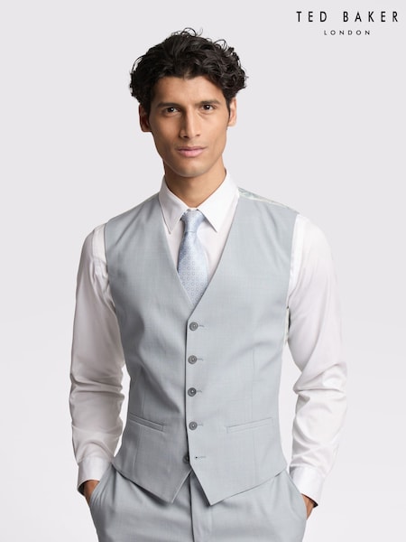 Ted Baker Blue Heath Duckegg Sharkskin Slim Waistcoat (F42904) | £110