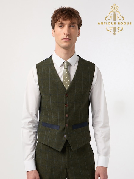 Antique Rogue Green And Blue Hooper Check Waistcoat (F42908) | £84