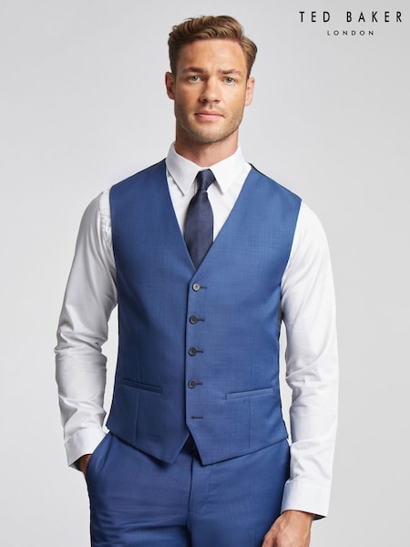 Ted Baker Blue Forbe Sharkskin Waistcoat (F42913) | £110