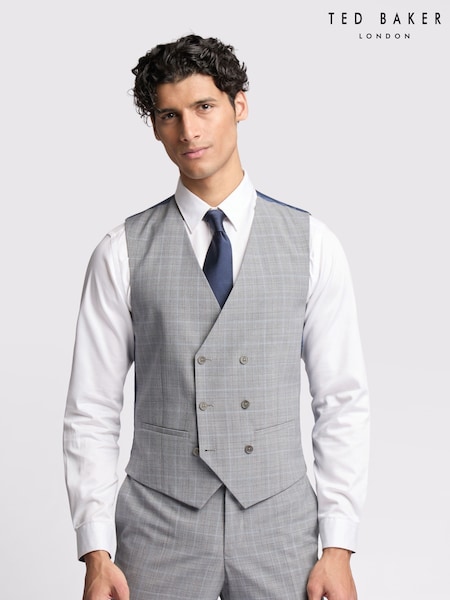 Ted Baker Grey Bredon Check Slim Waistcoat (F42916) | £110